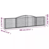2 db íves horganyzott vas gabion kosár 400x30x80/100 cm
