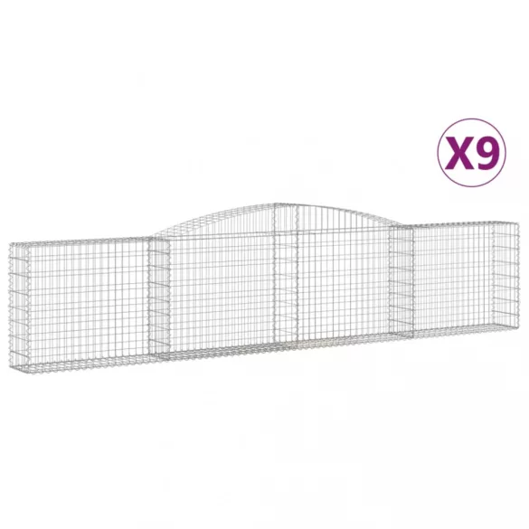 9 db íves horganyzott vas gabion kosár 400x30x80/100 cm