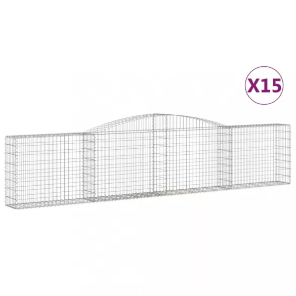 15 db íves horganyzott vas gabion kosár 400x30x80/100 cm