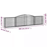 15 db íves horganyzott vas gabion kosár 400x30x80/100 cm