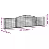 20 db íves horganyzott vas gabion kosár 400x30x80/100 cm