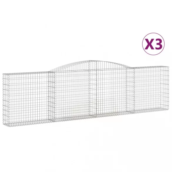 3 db íves horganyzott vas gabion kosár 400x30x100/120 cm
