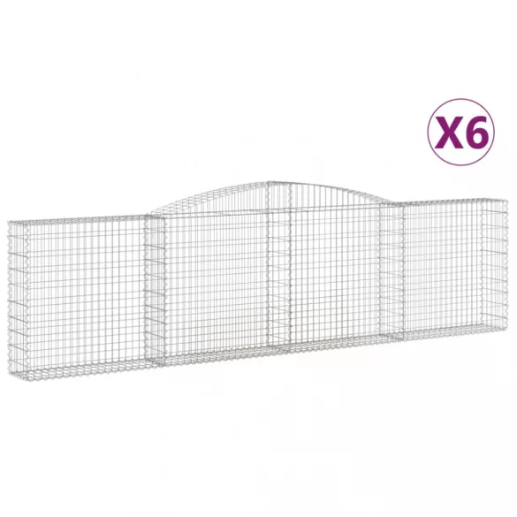 6 db íves horganyzott vas gabion kosár 400x30x100/120 cm
