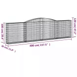 8 db íves horganyzott vas gabion kosár 400x30x100/120 cm