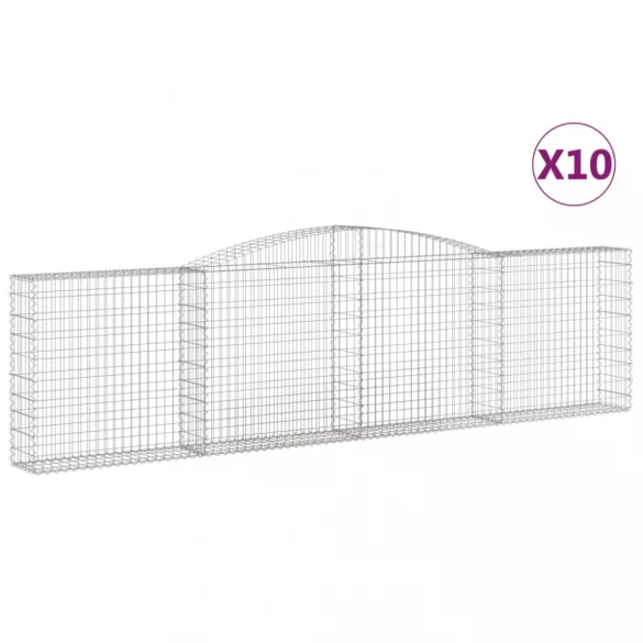 10 db íves horganyzott vas gabion kosár 400x30x100/120 cm