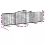 10 db íves horganyzott vas gabion kosár 400x30x100/120 cm