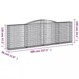2 db íves horganyzott vas gabion kosár 400x30x120/140 cm