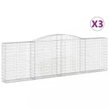 3 db íves horganyzott vas gabion kosár 400x30x120/140 cm