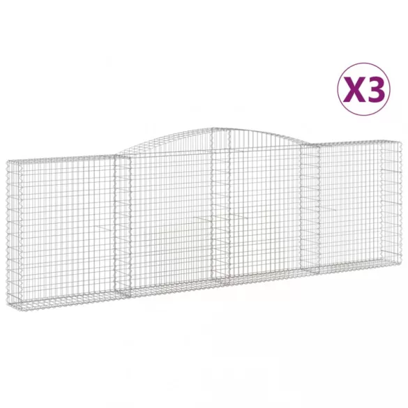 3 db íves horganyzott vas gabion kosár 400x30x120/140 cm