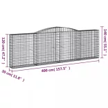4 db íves horganyzott vas gabion kosár 400x30x120/140 cm