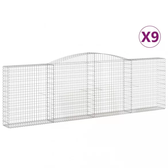 9 db íves horganyzott vas gabion kosár 400x30x120/140 cm