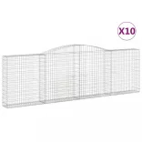 10 db íves horganyzott vas gabion kosár 400x30x120/140 cm
