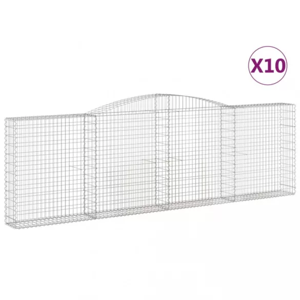 10 db íves horganyzott vas gabion kosár 400x30x120/140 cm