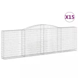 15 db íves horganyzott vas gabion kosár 400x30x120/140 cm