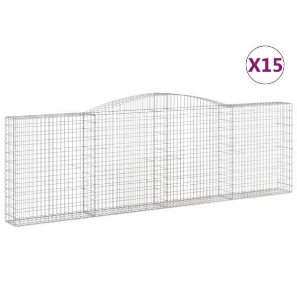 15 db íves horganyzott vas gabion kosár 400x30x120/140 cm