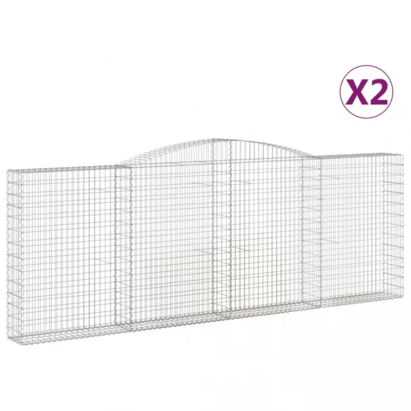 2 db íves horganyzott vas gabion kosár 400x30x140/160 cm