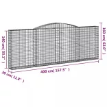 3 db íves horganyzott vas gabion kosár 400x30x140/160 cm