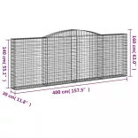 4 db íves horganyzott vas gabion kosár 400x30x140/160 cm