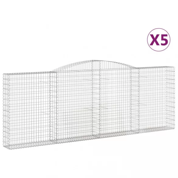 5 db íves horganyzott vas gabion kosár 400x30x140/160 cm
