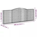 5 db íves horganyzott vas gabion kosár 400x30x140/160 cm
