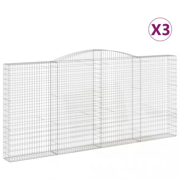 3 db íves horganyzott vas gabion kosár 200x30x180/200 cm