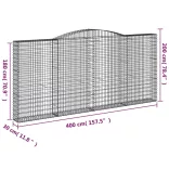 7 db íves horganyzott vas gabion kosár 400x30x180/200 cm