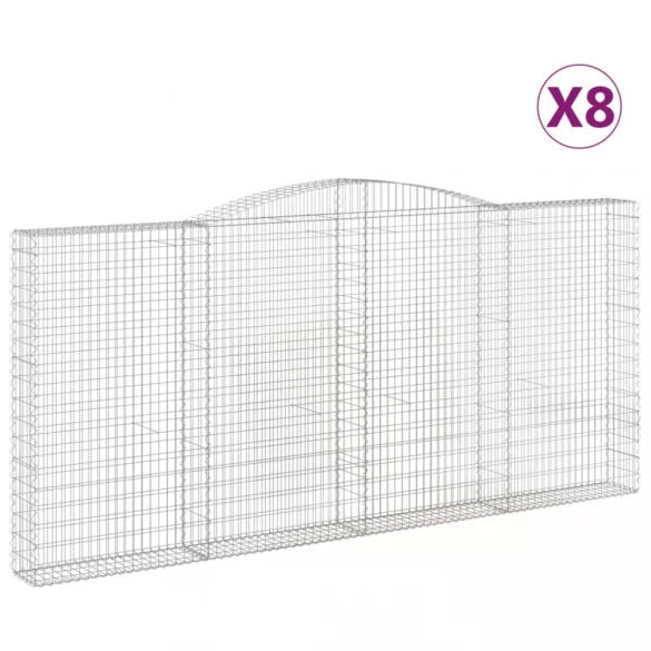 8 db íves horganyzott vas gabion kosár 400x30x180/200 cm