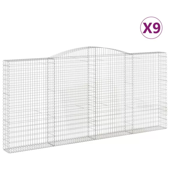 9 db íves horganyzott vas gabion kosár 400x30x180/200 cm