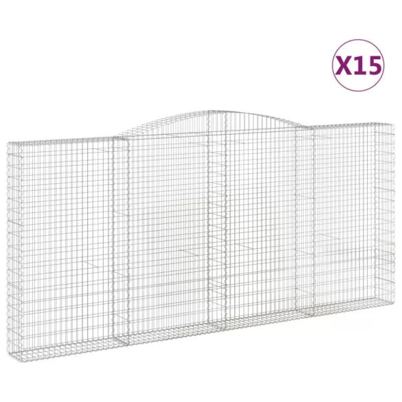 15 db íves horganyzott vas gabion kosár 400x30x180/200 cm