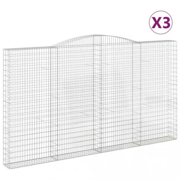 3 db íves horganyzott vas gabion kosár 400x30x220/240 cm