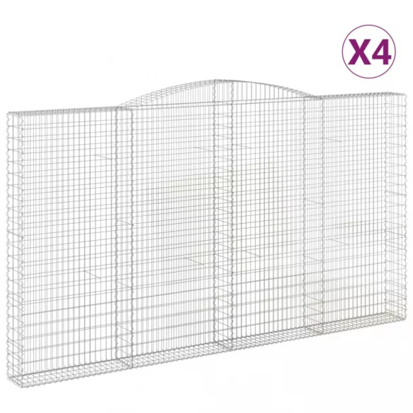 4 db íves horganyzott vas gabion kosár 400x30x220/240 cm
