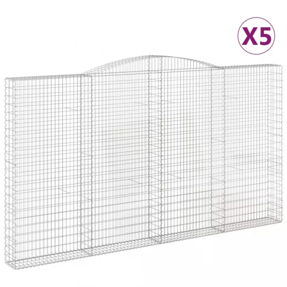 5 db íves horganyzott vas gabion kosár 400x30x220/240 cm
