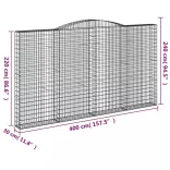 5 db íves horganyzott vas gabion kosár 400x30x220/240 cm