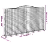 7 db íves horganyzott vas gabion kosár 400x30x220/240 cm