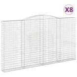 8 db íves horganyzott vas gabion kosár 400x30x220/240 cm