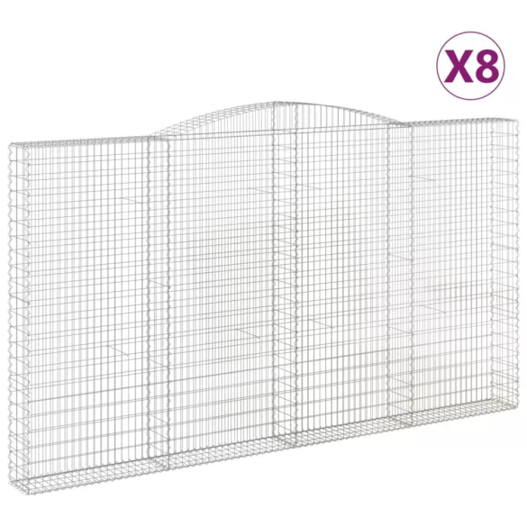 8 db íves horganyzott vas gabion kosár 400x30x220/240 cm