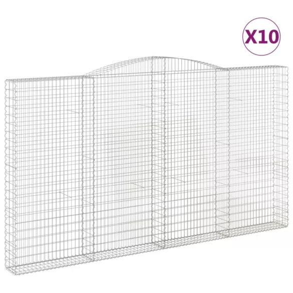 10 db íves horganyzott vas gabion kosár 400x30x220/240 cm