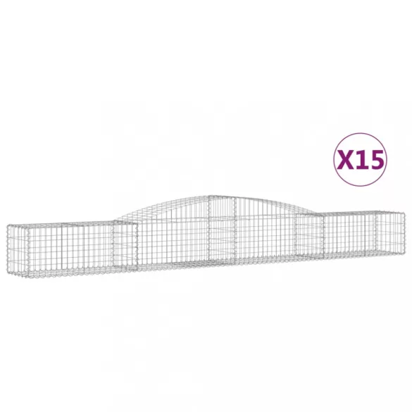 15 db íves horganyzott vas gabion kosár 400x50x40/60 cm