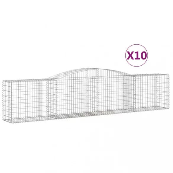 10 db íves horganyzott vas gabion kosár 400x50x80/100 cm