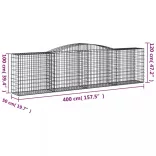 4 db íves horganyzott vas gabion kosár 400x50x100/120 cm