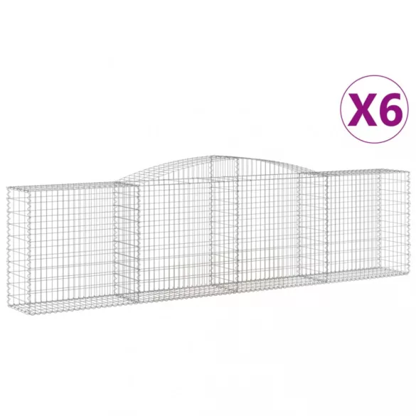 6 db íves horganyzott vas gabion kosár 400x50x100/120 cm