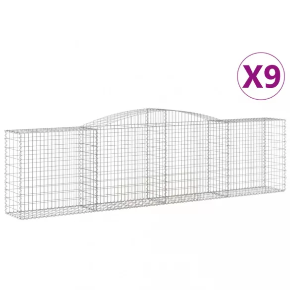 9 db íves horganyzott vas gabion kosár 400x50x100/120 cm