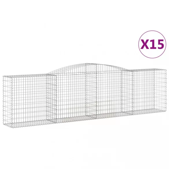 15 db íves horganyzott vas gabion kosár 400x50x100/120 cm