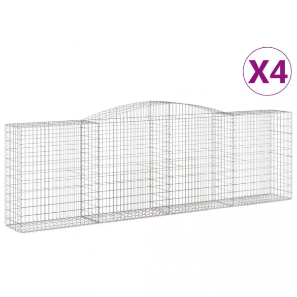4 db íves horganyzott vas gabion kosár 400x50x120/140 cm