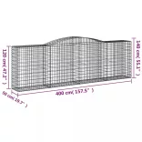 4 db íves horganyzott vas gabion kosár 400x50x120/140 cm