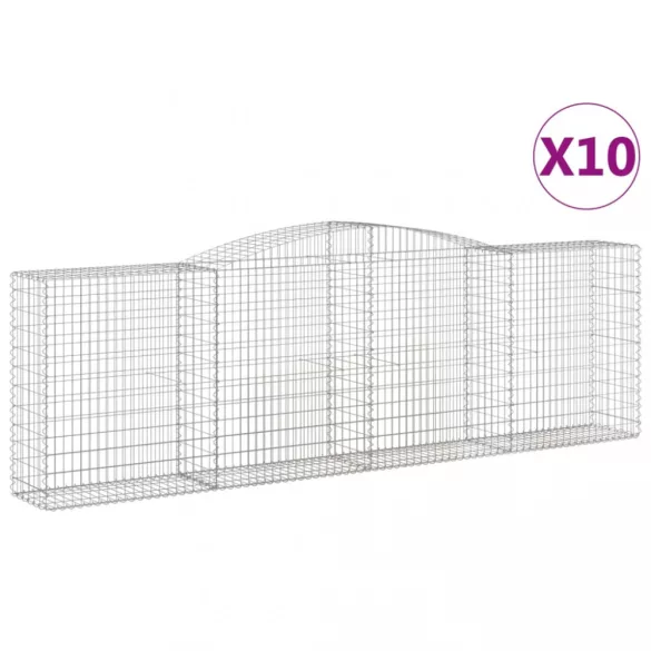10 db íves horganyzott vas gabion kosár 400x50x120/140 cm