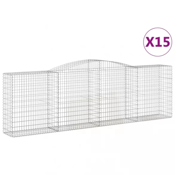 15 db íves horganyzott vas gabion kosár 400x50x120/140 cm