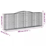 2 db íves horganyzott vas gabion kosár 400x50x140/160 cm