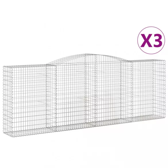 3 db íves horganyzott vas gabion kosár 400x50x140/160 cm