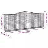4 db íves horganyzott vas gabion kosár 400x50x140/160 cm
